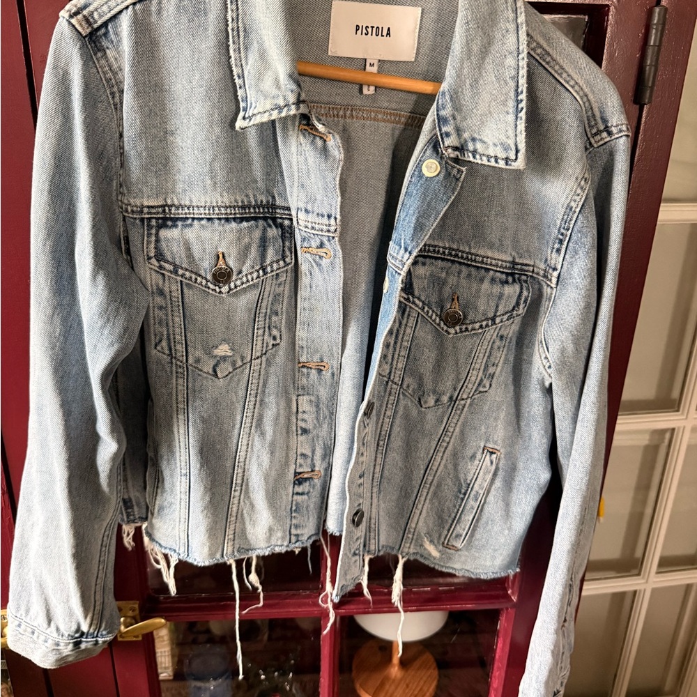 Pistola Light Blue Distressed Denim Jacket
